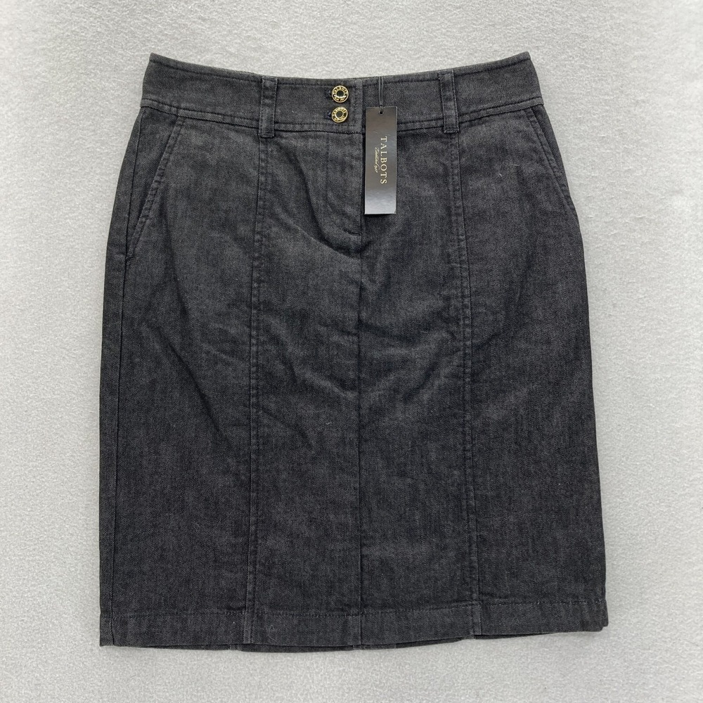 Talbots‎ Petites Pencil Skirt Women's 2P Black Casual Office Career Business NWT